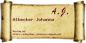 Albecker Johanna névjegykártya